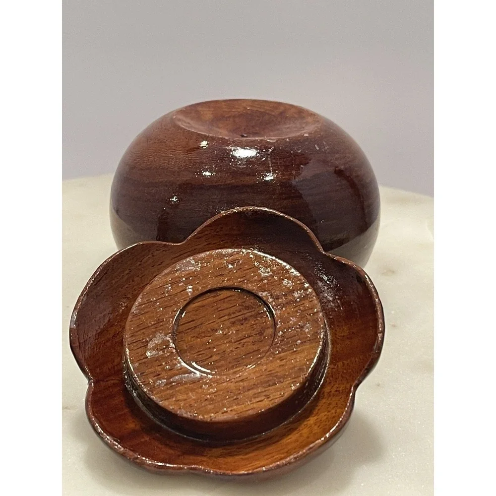 Wooden Hand Carved Lidded‎ Decor Storage Jewelry Organizer Pumpkin Trinket Box